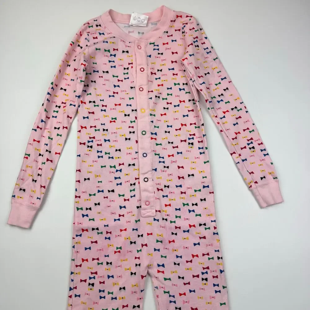 Hanna Andersson Pink Bows One Piece Union Suit Pajamas